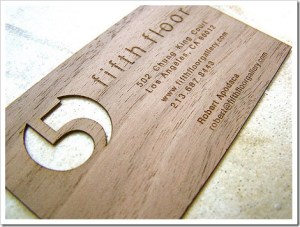 Business cards made from wood